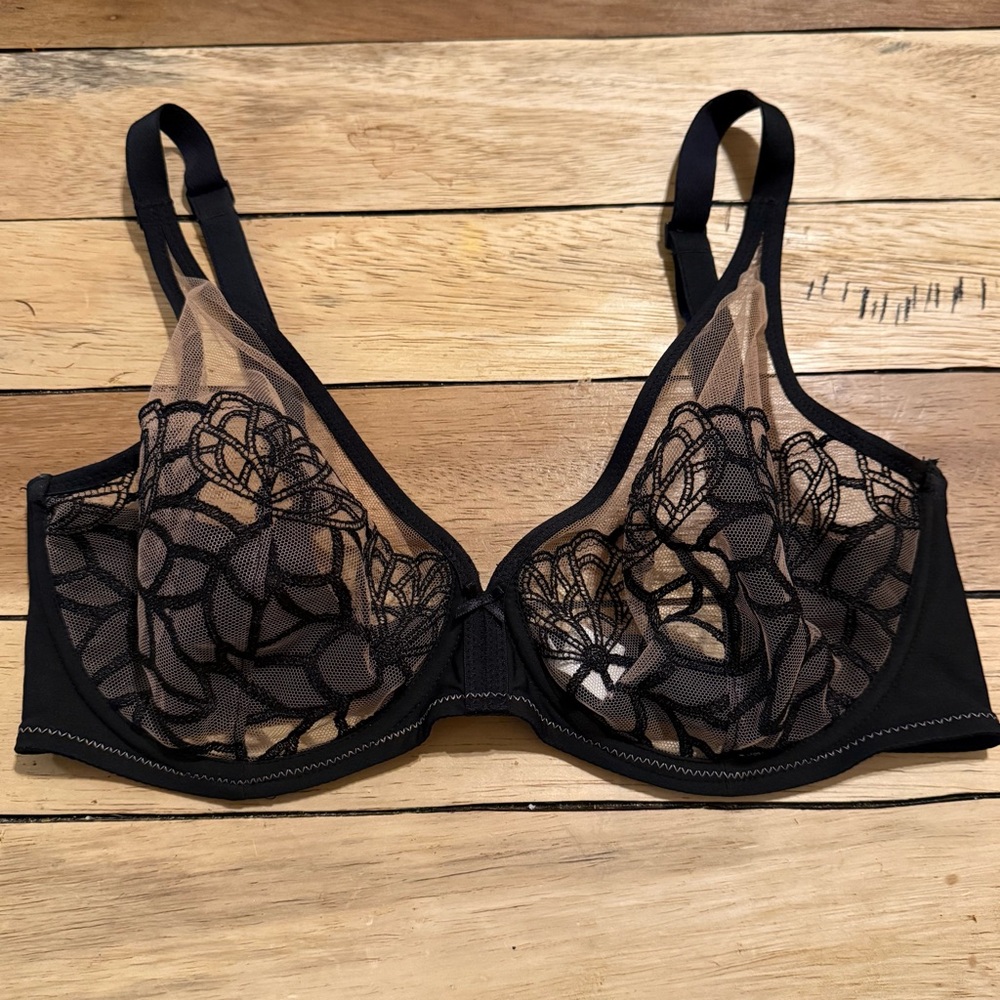 Simone Perele Java 12G319 Sheer Bra Ballerina Black French 85 E US 32DD
